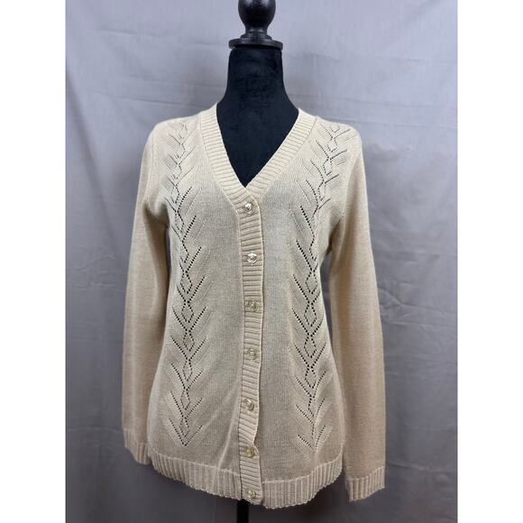 Sidney Gould Vintage Granny Long Sleeve Crochet Knit Button Cardigan Sweater - Picture 1 of 6